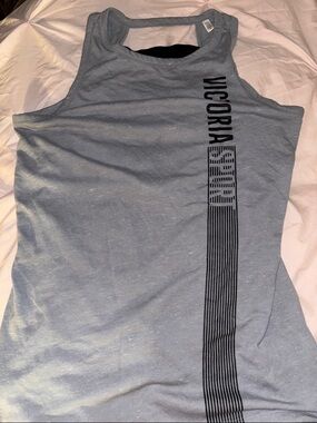 Victoria Sport Gray Racerback Tank with Vertical Logo
